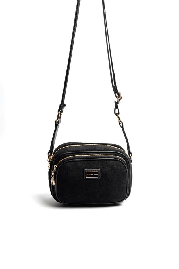 Black - Black Suede Women's Crossbody Bag Sp1111