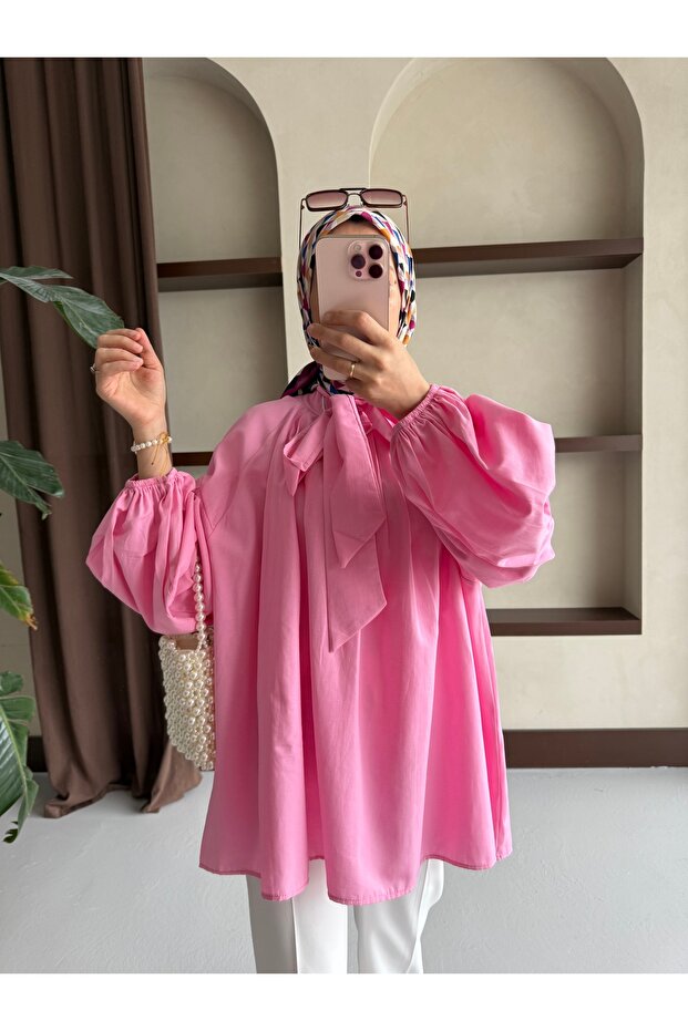 قميص منسوج بياقة مربوطة - 3
