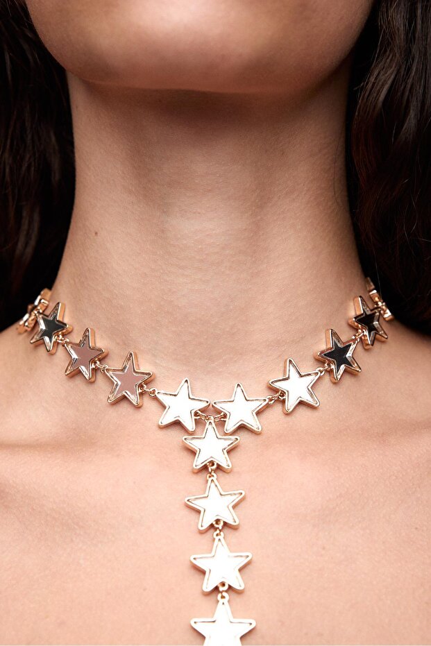 Kristal efektli yıldız kement kolye - 3