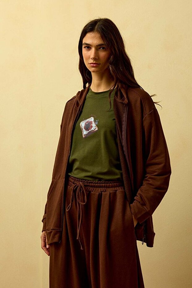 Acı Kahve 3 İplik Basic Hırka - 2