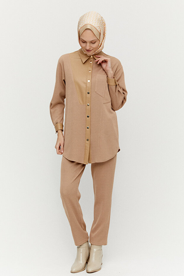 Deri Kombinli Örme Tunik - 2