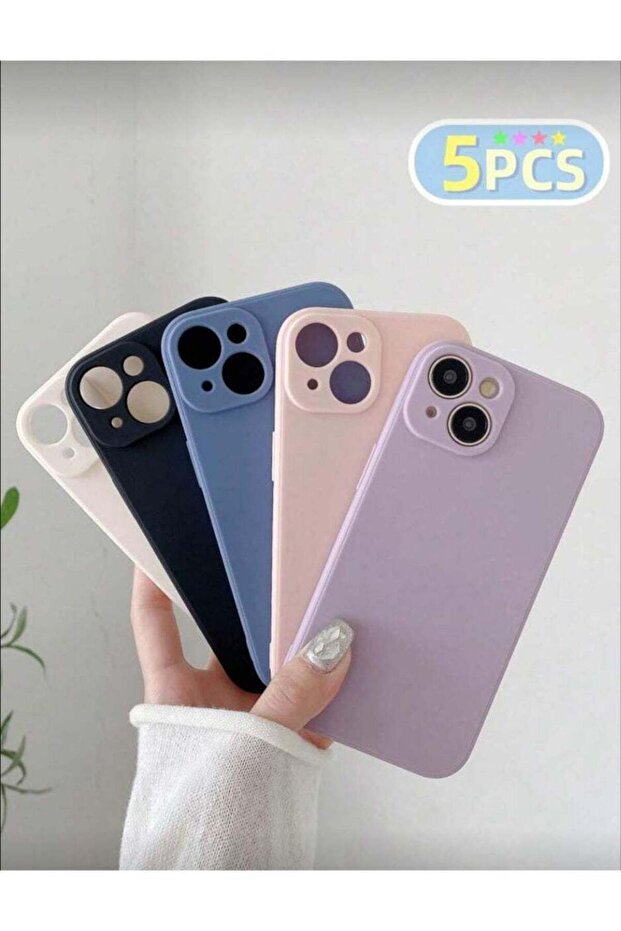 iPhone 16 Pro 5PCS Candy Color Solid Black Pink Purple Beige Anti-Drop Thick Protective Case
