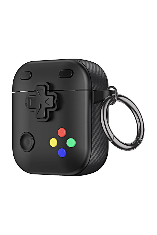 أبل إيربودز 2/1. غطاء حماية من نوع GamePad من Nesil Kılıf، غطاء أسود اللون