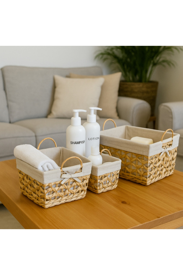 سلال خوص مربعة Set of 3 Square Wicker Baskets