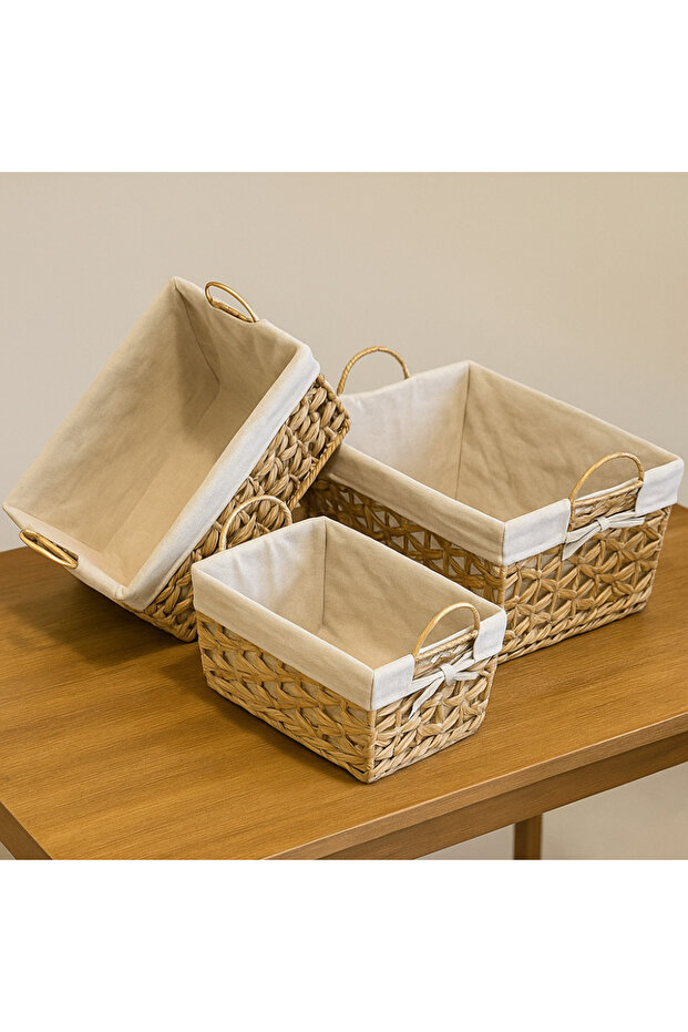 Rectangular Wicker Baskets - Set of 3 - 2