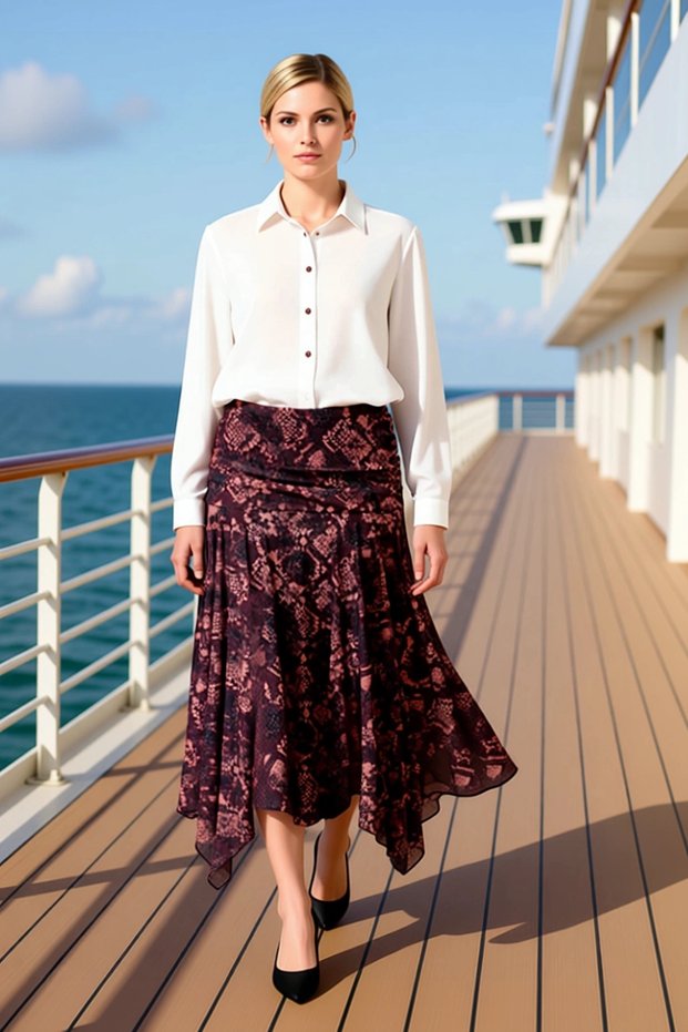 Women Midi Skirt High Waist Skater Fit Asymmetrical Hem Functional Durable Quality Stylish