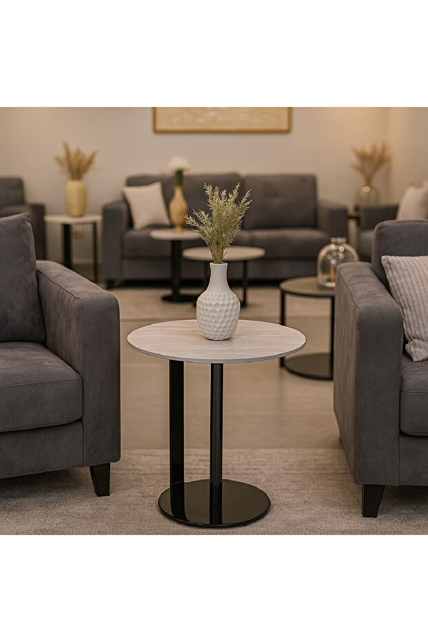 طاولة جانبية دائرية بتصميم مودرن - 4
