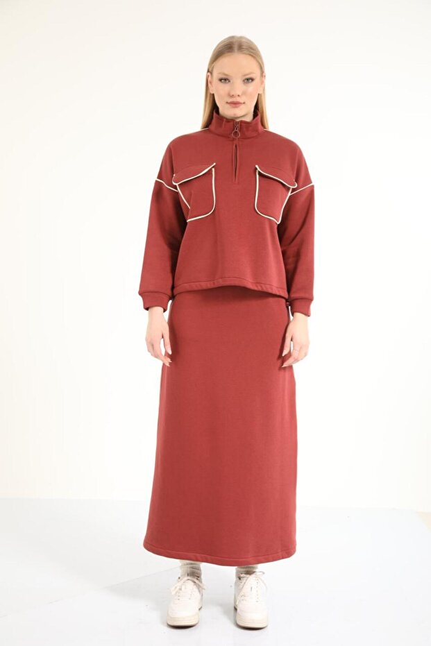 5407 - Stylish Comfortable 3 Thread Fleece-Lined Women's Suit with Short Skirt