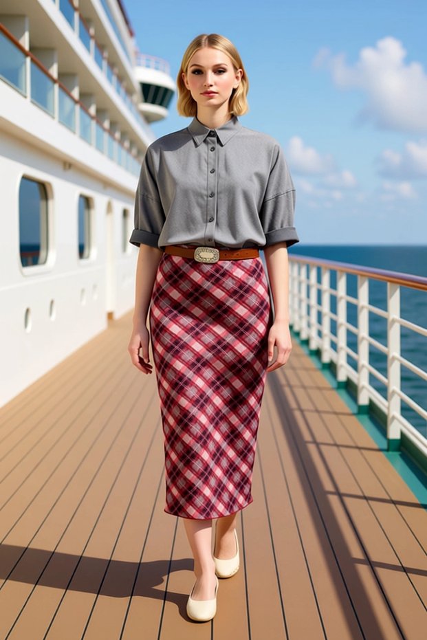 Women's Pencil High Waist Plaid Pattern Maxi Knitted Skirt 99% Polyester 1% Elastane Functional Stylish
