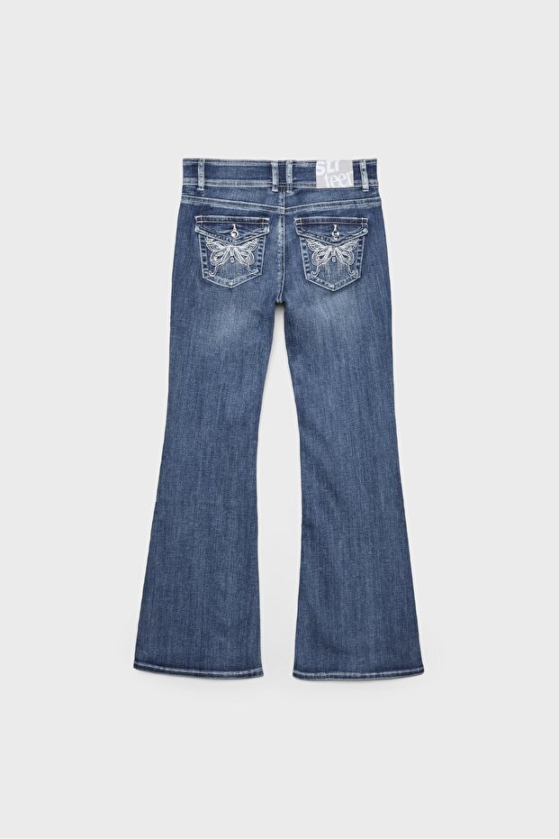 İşlemeli cepli çan jean - 7