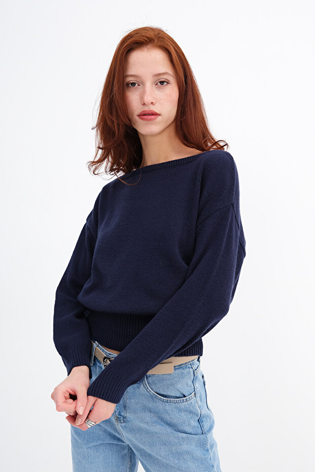 Boat Neck Knitwear Sweater K3526