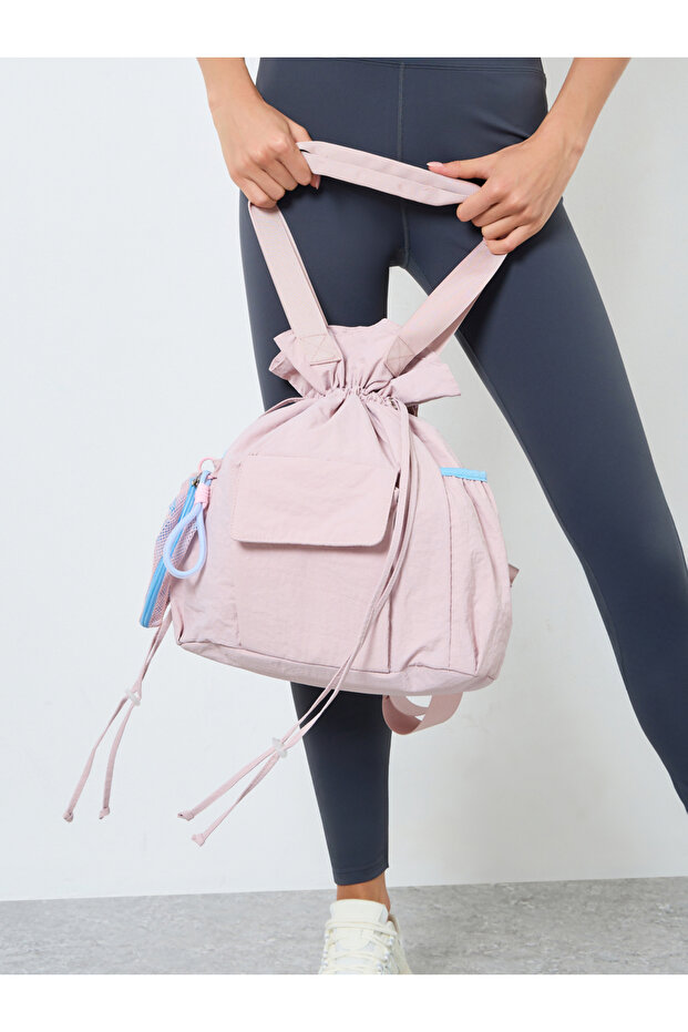 Plain Side Drawstring Gym Bag with Backpack Straps - 2