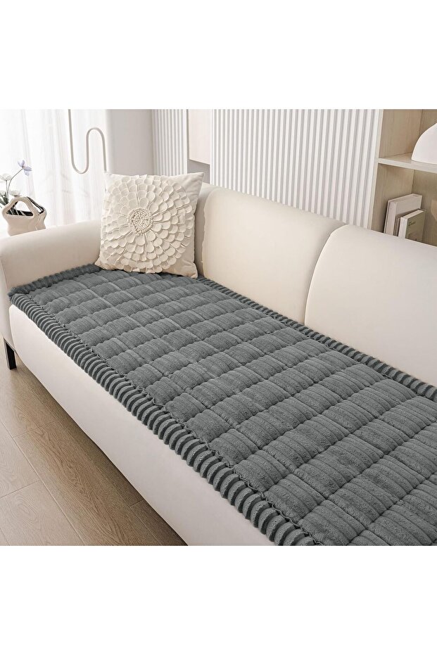 Quilted Non-Slip Pet Sofa Cover for 3-Cushion Sofa (Dark Grey, 70 x 150 cm)