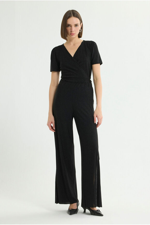 Simli Örme Pantolon - 1