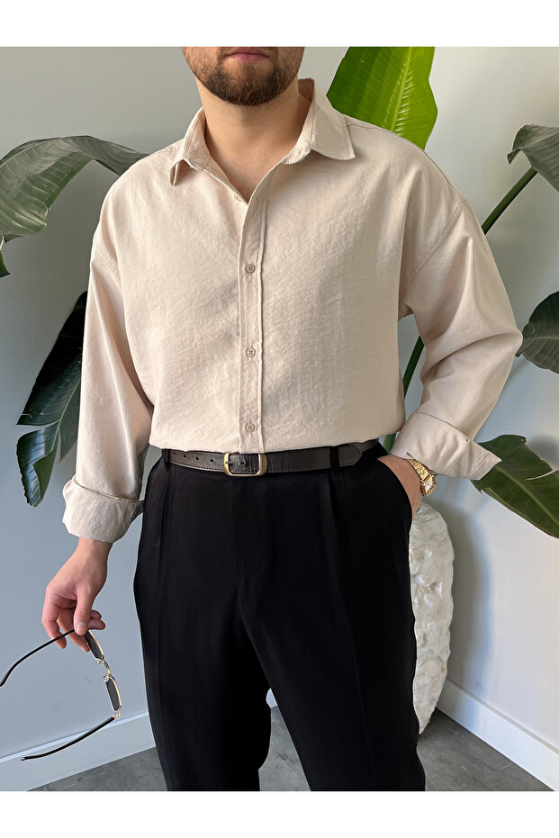 Erkek Oversize Modal Gömlek - 1