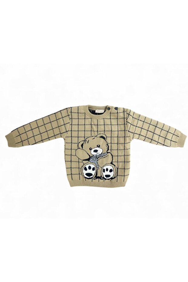 Unisex children's teddy bear print knit sweater