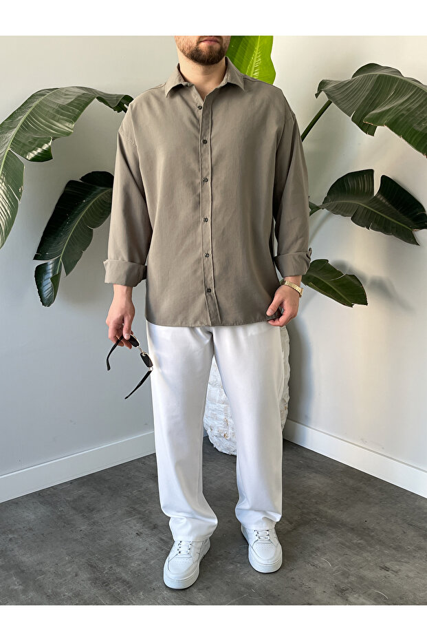 Erkek Oversize Modal Gömlek - 3