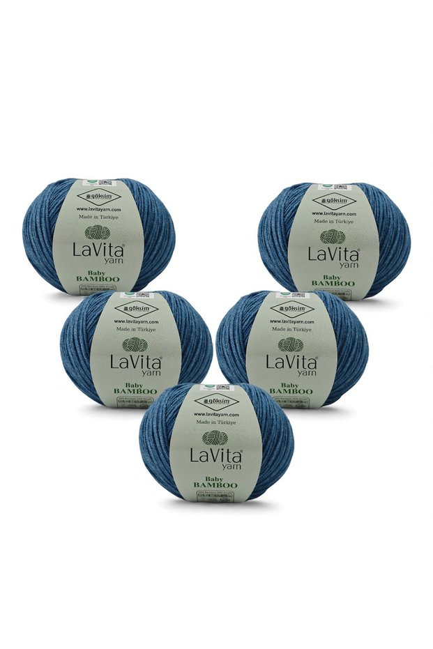 Baby Bamboo Hand Knitting Yarn 50% Bamboo 50% Acrylic 250Gr 5 Pcs (5319 Indigo)