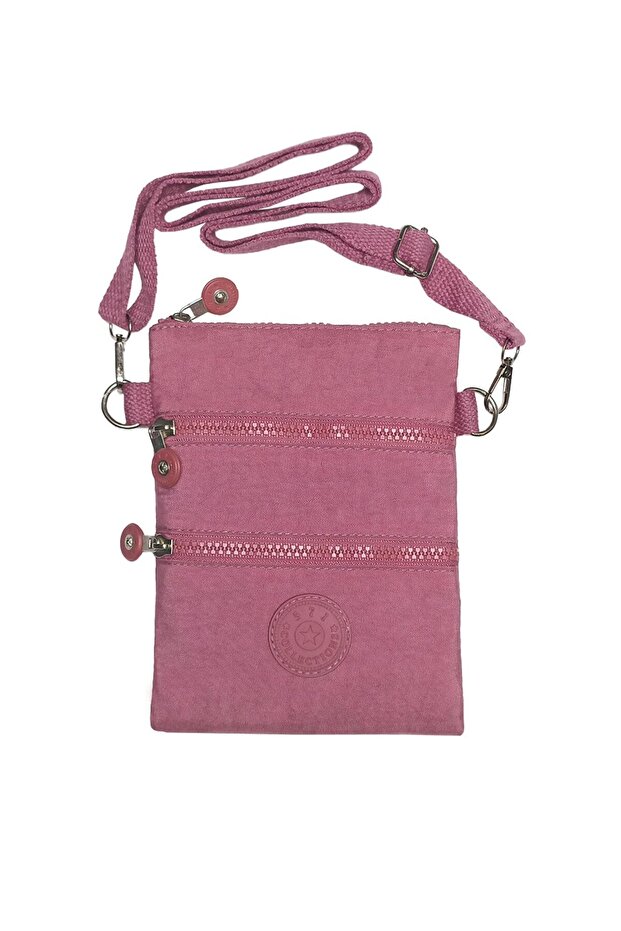 Crossbody Three-Compartment Practical Phone Holder Bag Pink Model: (571-15g)