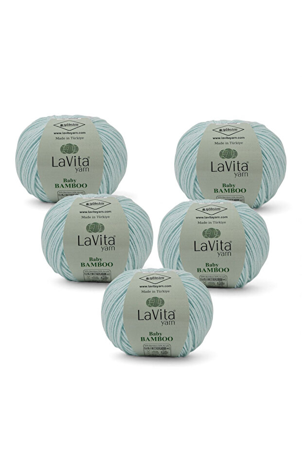 Baby Bamboo Hand Knitting Yarn 50% Bamboo 50% Acrylic 250Gr 5 Pcs (5314 Light Mint)