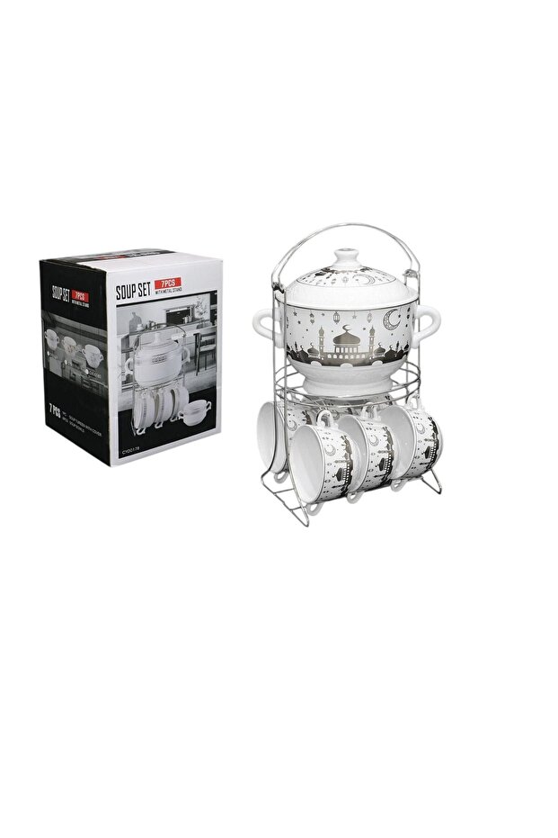 7-piece soup set with stand