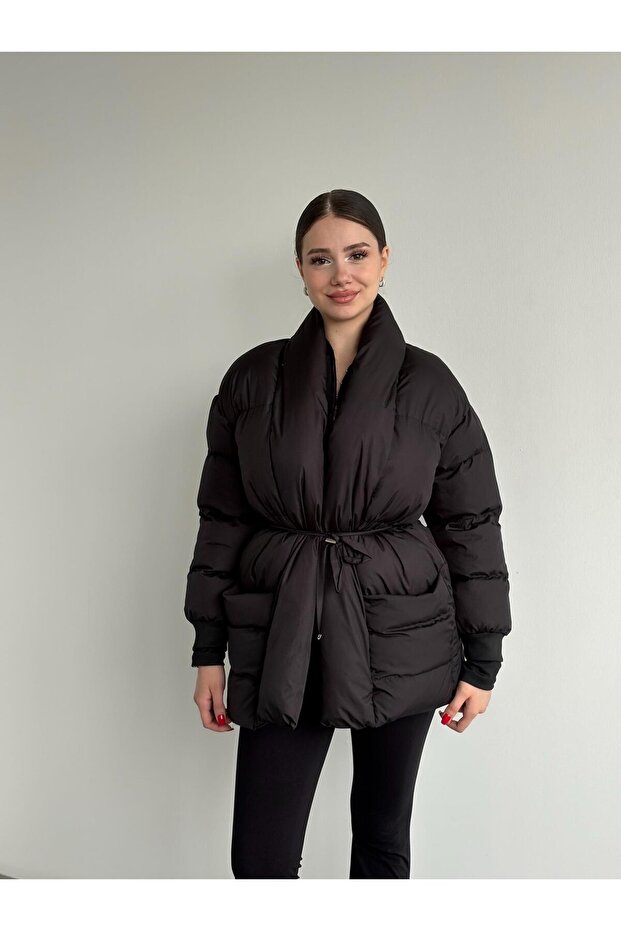 Bel Bağlamalı Şişme Mont - 1