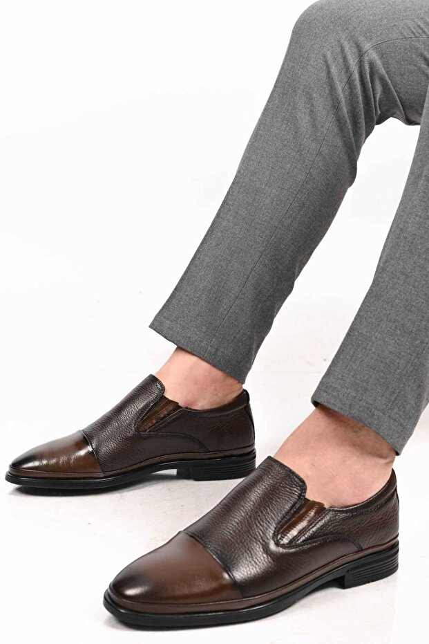 Laceless Rubber Sole Genuine Leather Comfort Shoes 333-1948 Men's Shoes