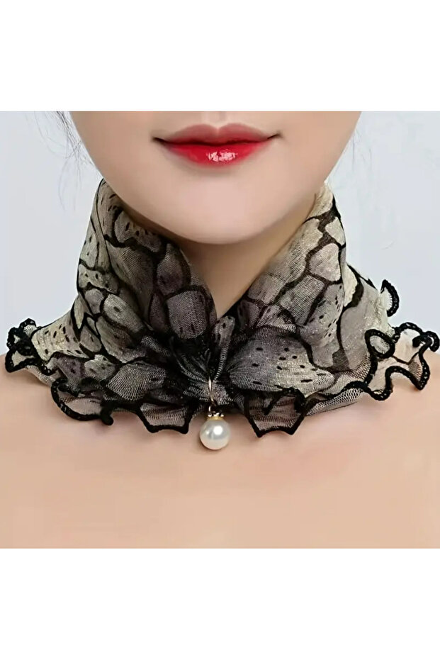Multi-Purpose Bracelet Bandana Scarf Pearl Detail Special Design Adjustable Necklace