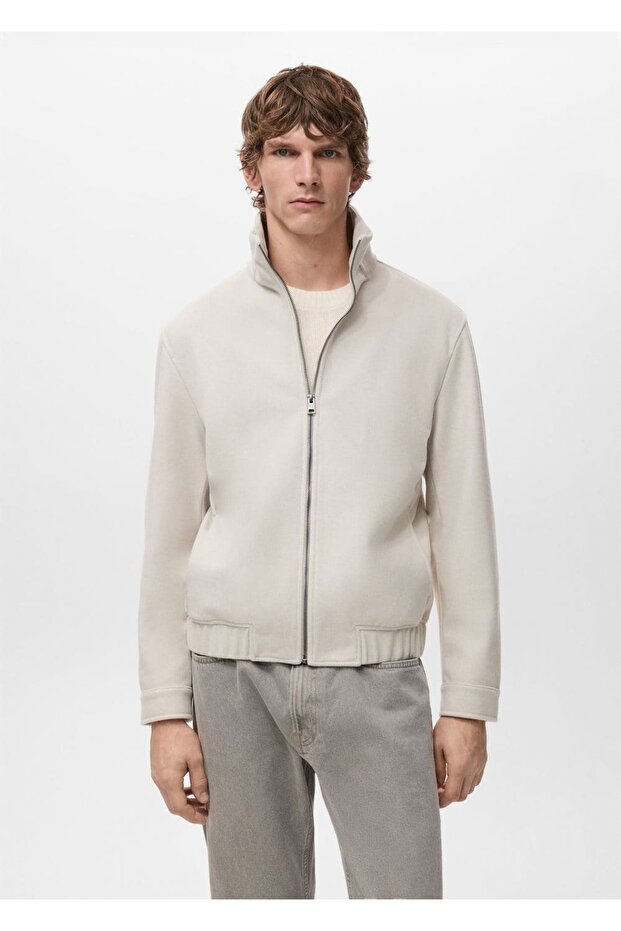 Fermuarlı yün ceket - 1