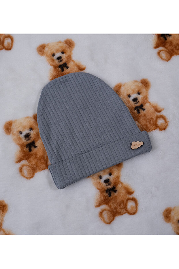 Baby Boy Wooden Emblem Cotton Beret Hat