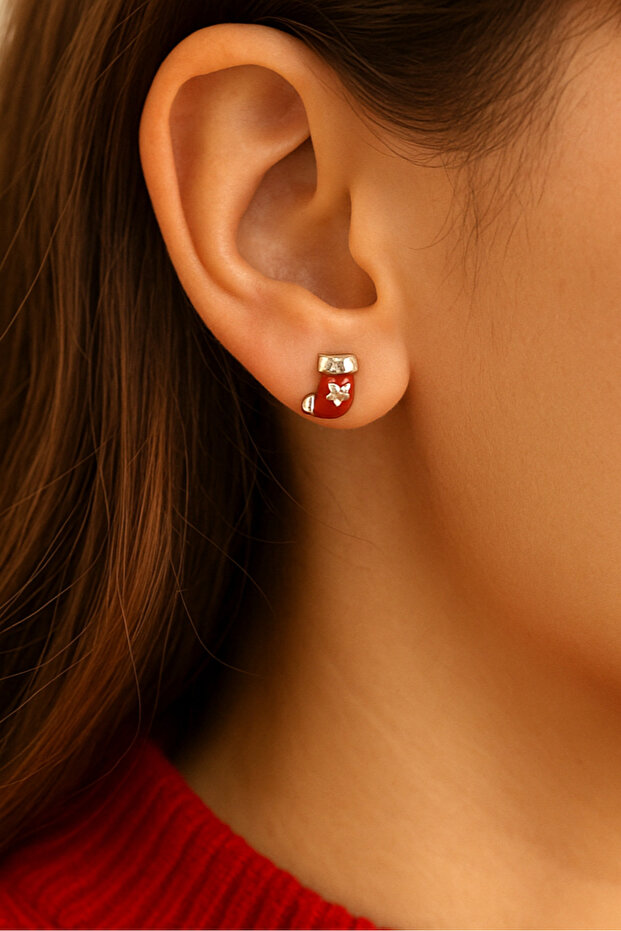New Year Themed Earrings Red Bootie Earrings