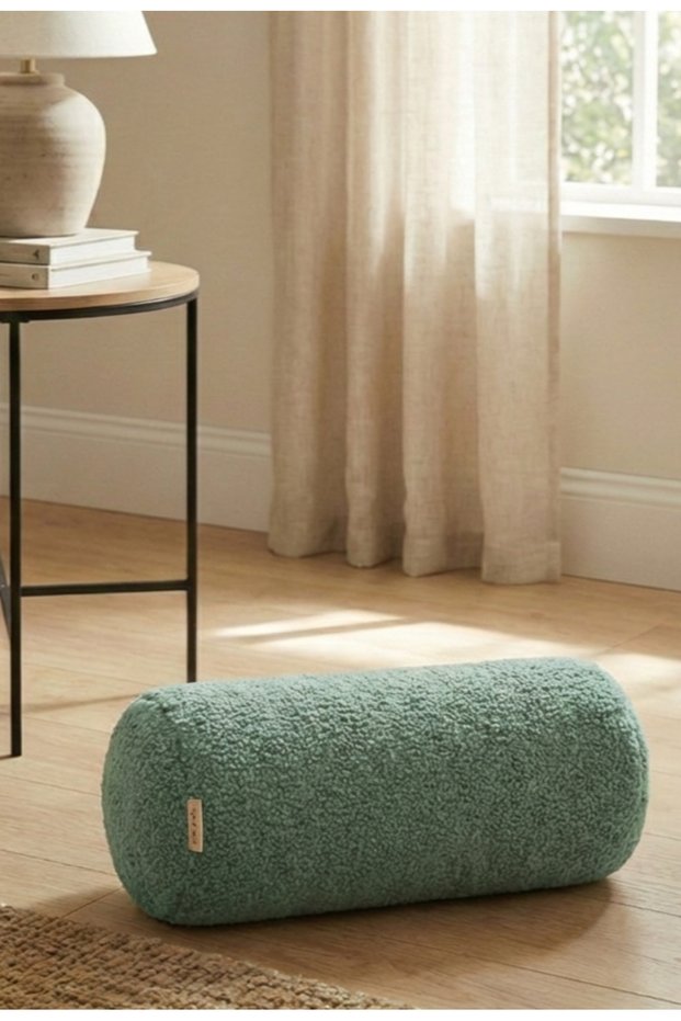 Teddy Bukle Fabric Decorative Cylinder Pillow - Sausage Throw Pillow Baby Room and Living Room Decor Pillow