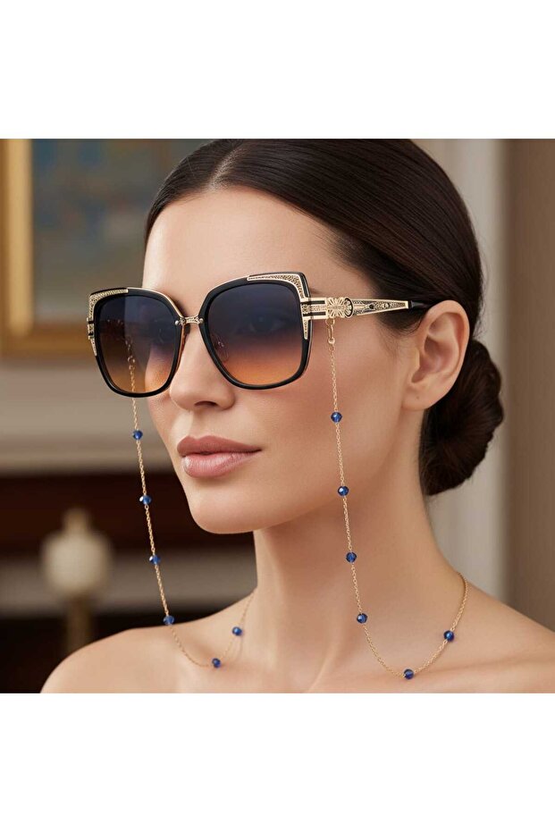 سلسلة نظارات مرصعة بالخرز مقاس 4 مم بتصميم بسيط وأنيق وخفيف الوزن بلون مدخن