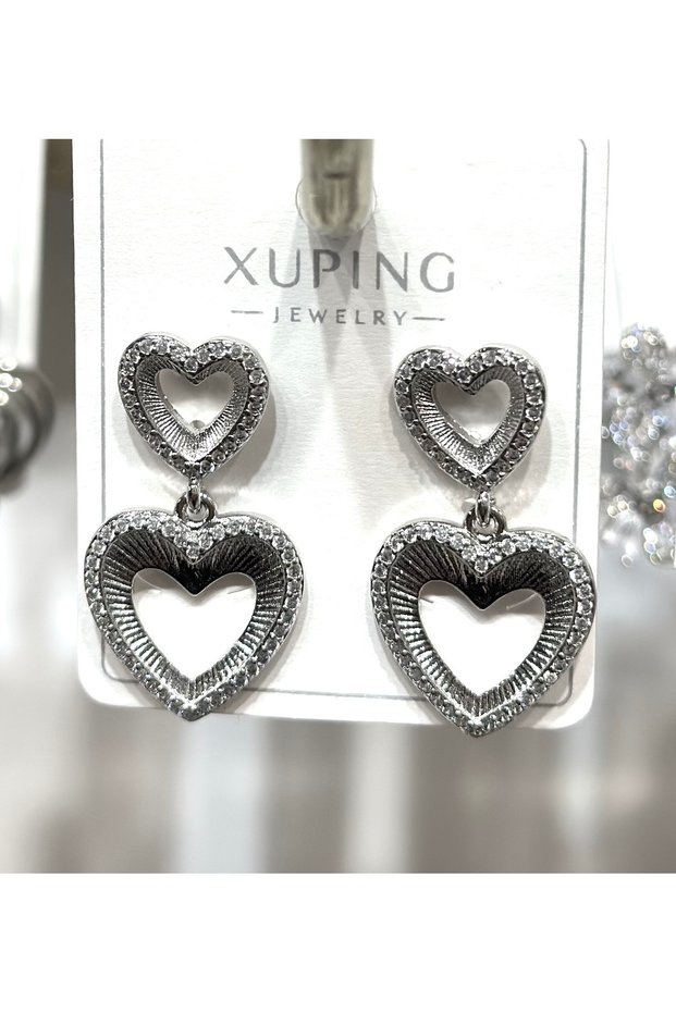 Xuping Zircon Stone Heart Steel Earrings