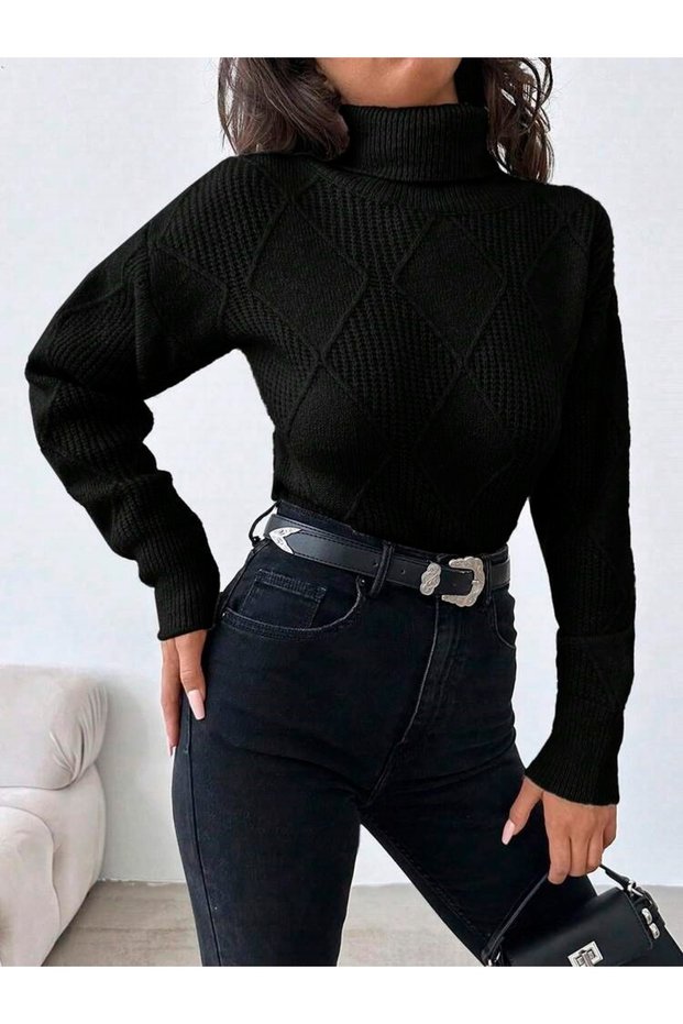 Women's Thessaloniki Baklava Patterned Women's Premium High Neck Sweater