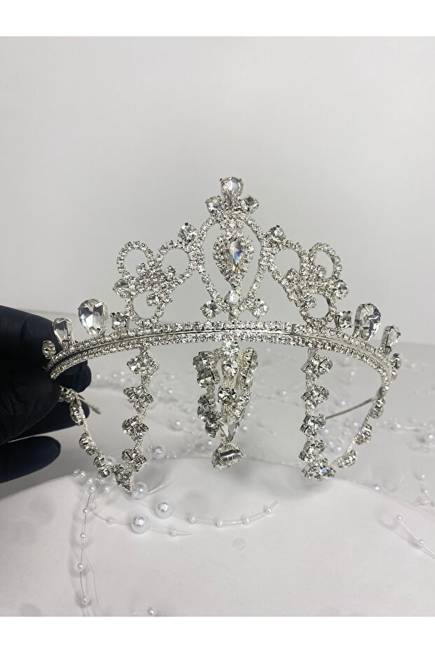 Silver Crystal Stone Headband Model Bridal Crown | Mi̇hri̇mah Sultan
