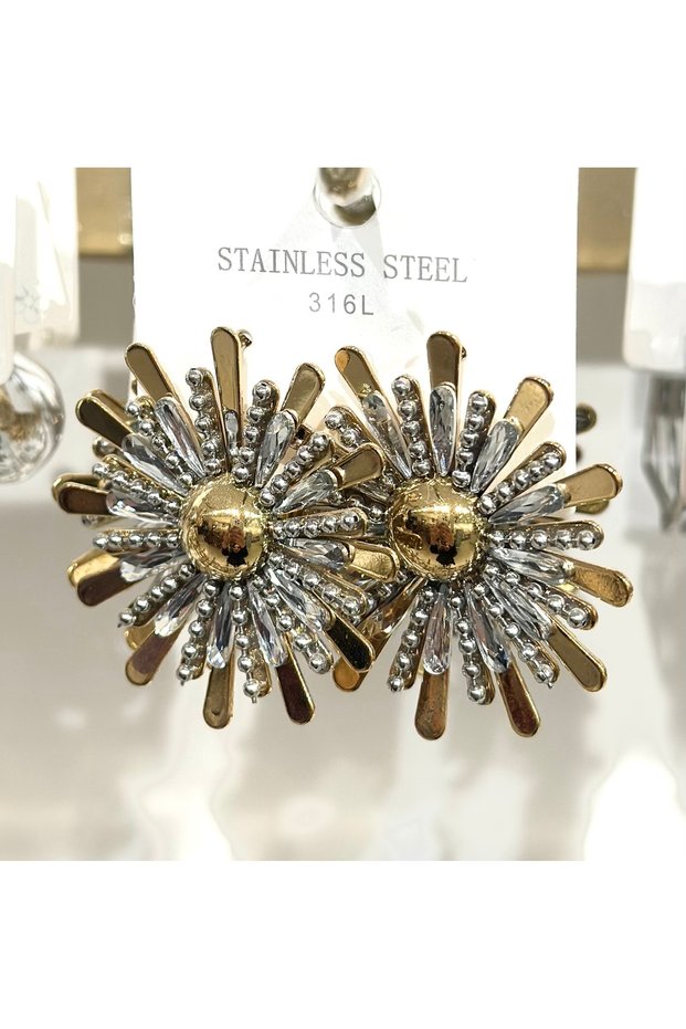 Stainless Steel 316 L Steel Zircon Stone Flower Earrings