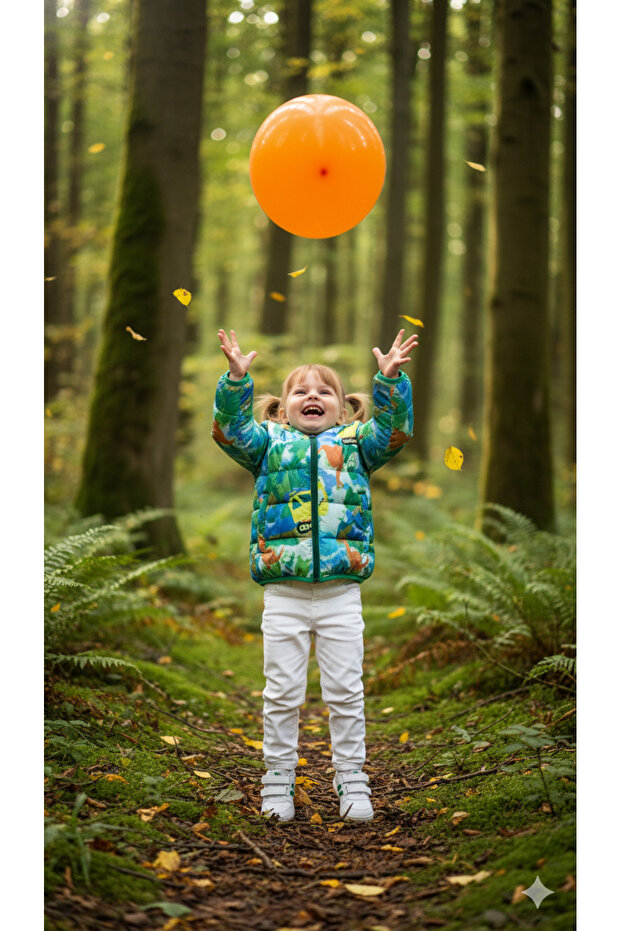 معطف منفوخ للأطفال بنقشة الزهور - 3