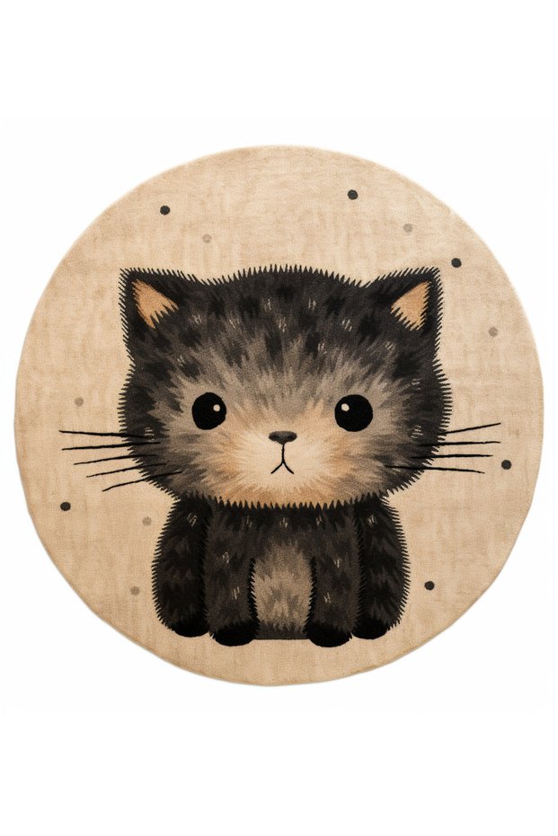 Dido Collection Cute Kitten Patterned Modern Decorative Rug 3389
