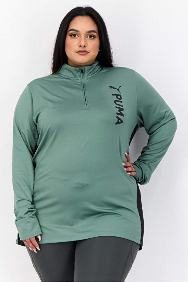 Women Sportswear Fit Training Quarter Zip Sweatshirts, Eucalyptus