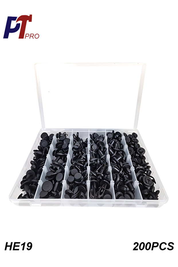 200PCS Car Plastic Push Clips Assortment Set with Storage Box HE19