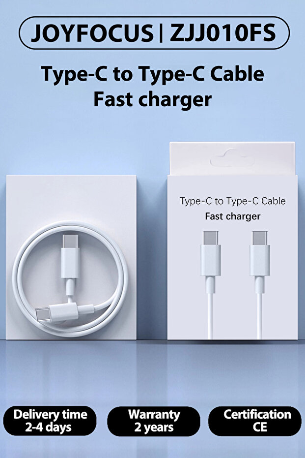 كابل شحن USB-C إلى USB-C لأجهزة iPhone و Android و Samsung و Huawei - طول 1 متر