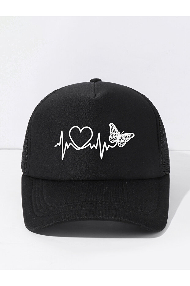 Heartbeat Butterfly Print Baseball Cap