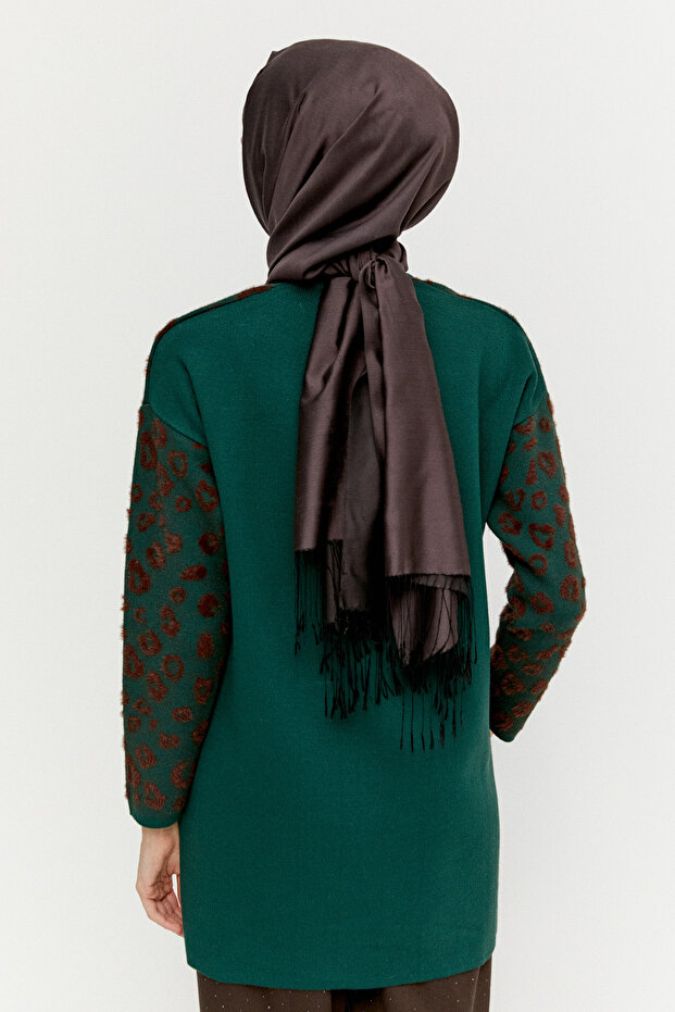 Leopar Detaylı Triko Tunik - 6