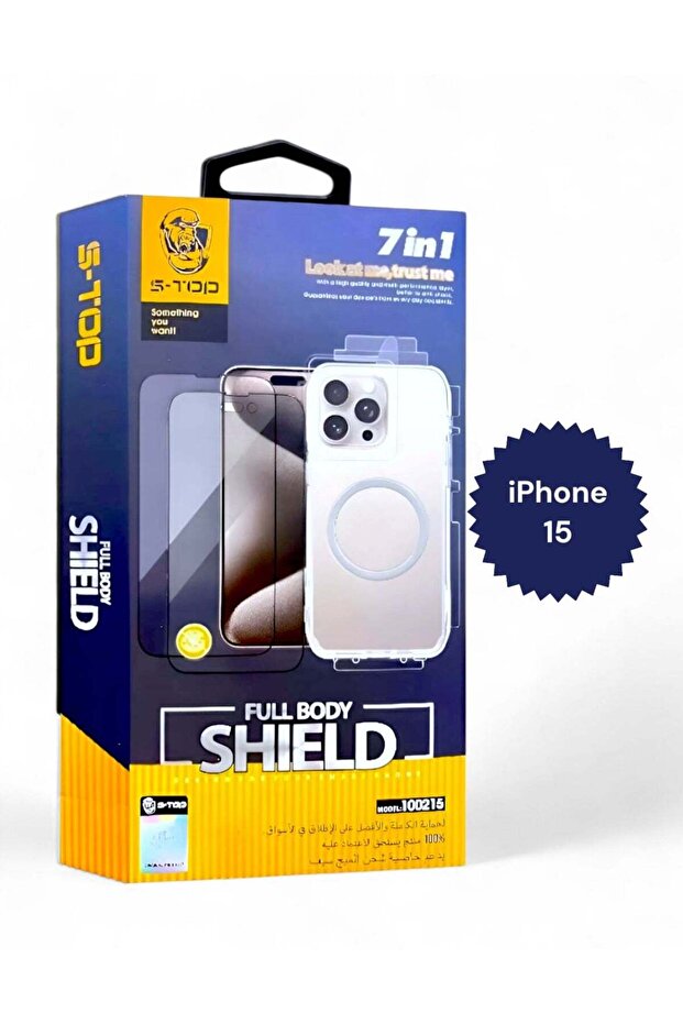 حزمة الحماية الكاملة S-TOP لهاتف iPhone 15 (7 في 1)