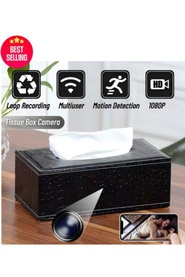 Smart Home 360° View Tissue Box Camera 1080P HD WiFi Night Vision Saudi CCTV - 1