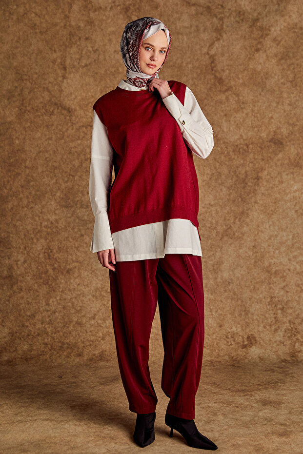 Süs Düğmeli Pencereli Süveter - 1