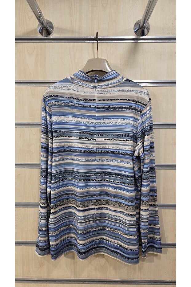 نصف الياقة المدورة منقوشة بلوزة - 6