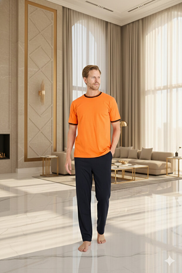 New Season 2026 Summer Men's O.Collar Luxury Design Pajama Set
