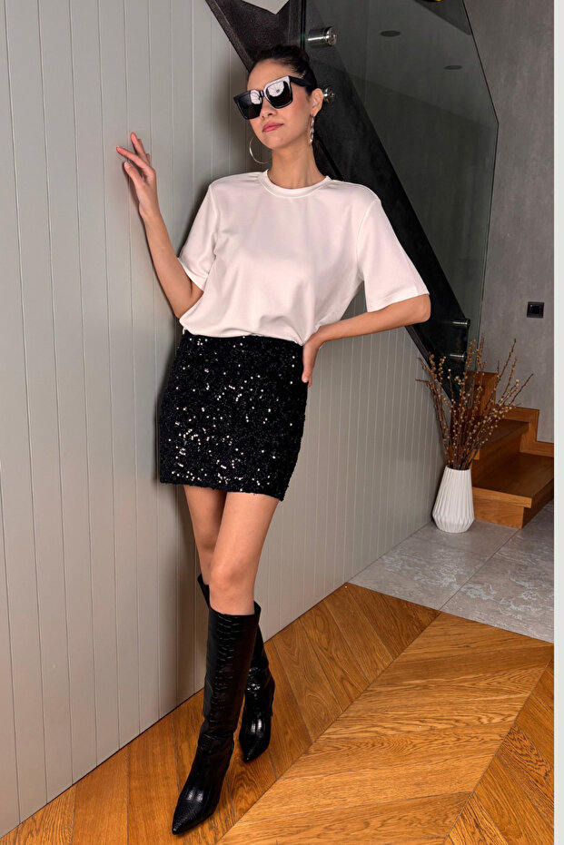 Siyah Payetli Etek - 2